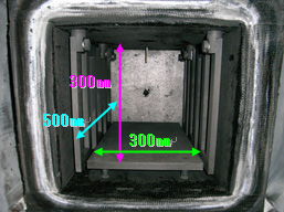 横型カーボン炉の炉内